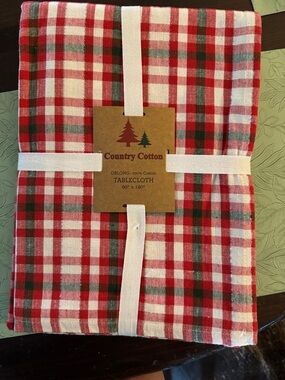 Red & Green Plaid Cotton Tablecloth